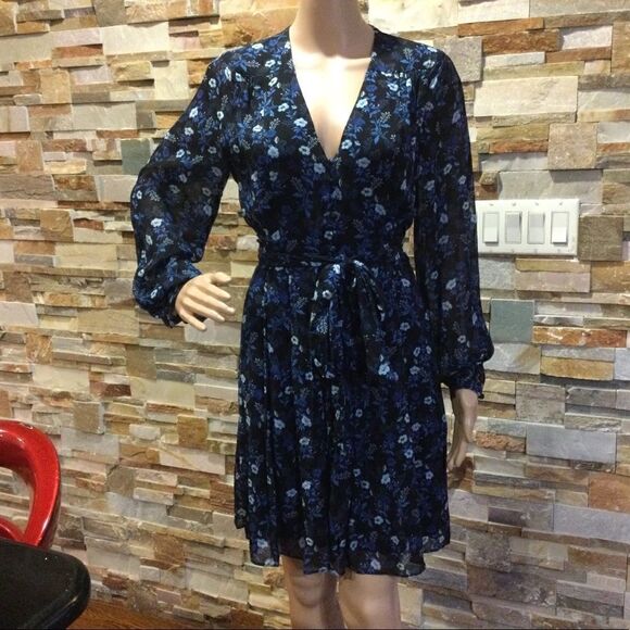 THE KOOPLES SHORT BLUE DRESS WITH FLORAL PRINT - Picture 1 of 11